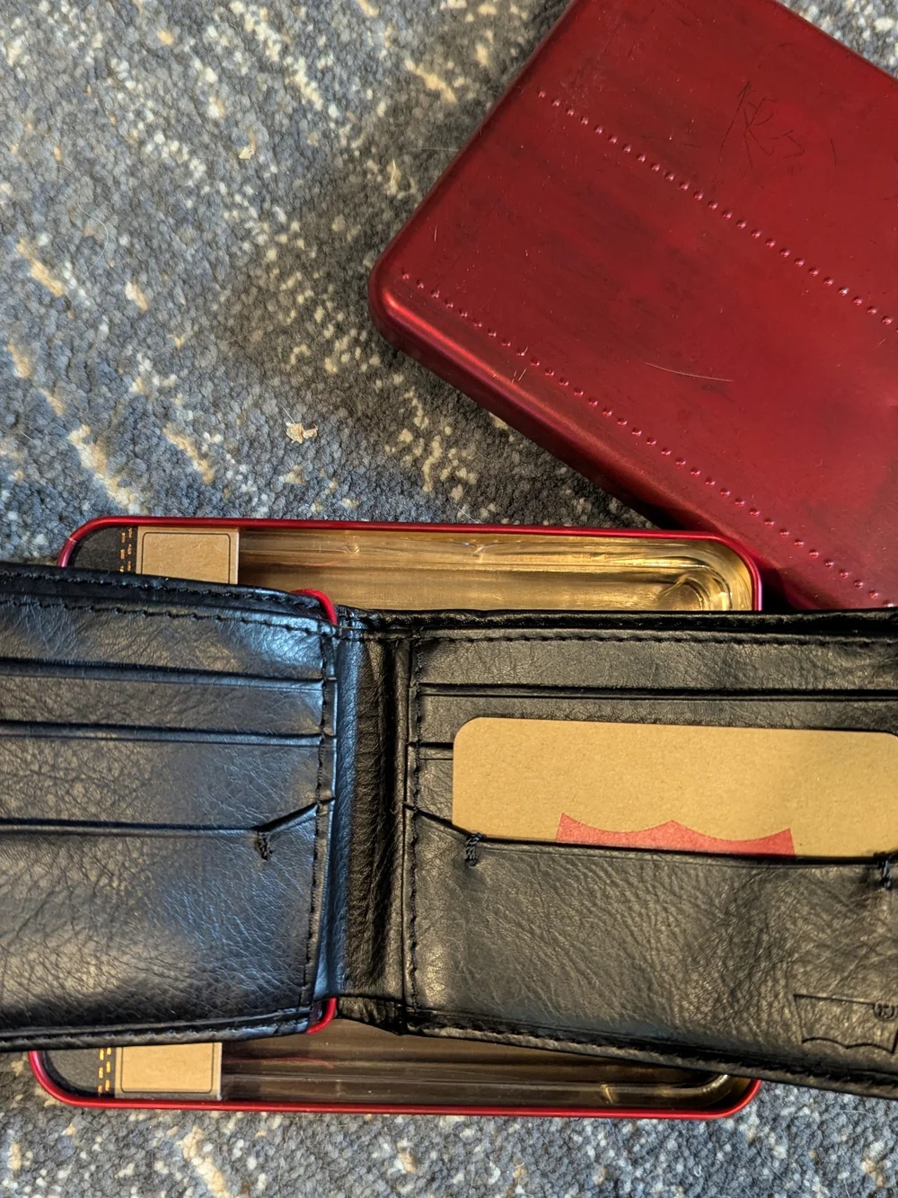NEW in Box Levi's Black Leather Bifold Card & Key Wallet